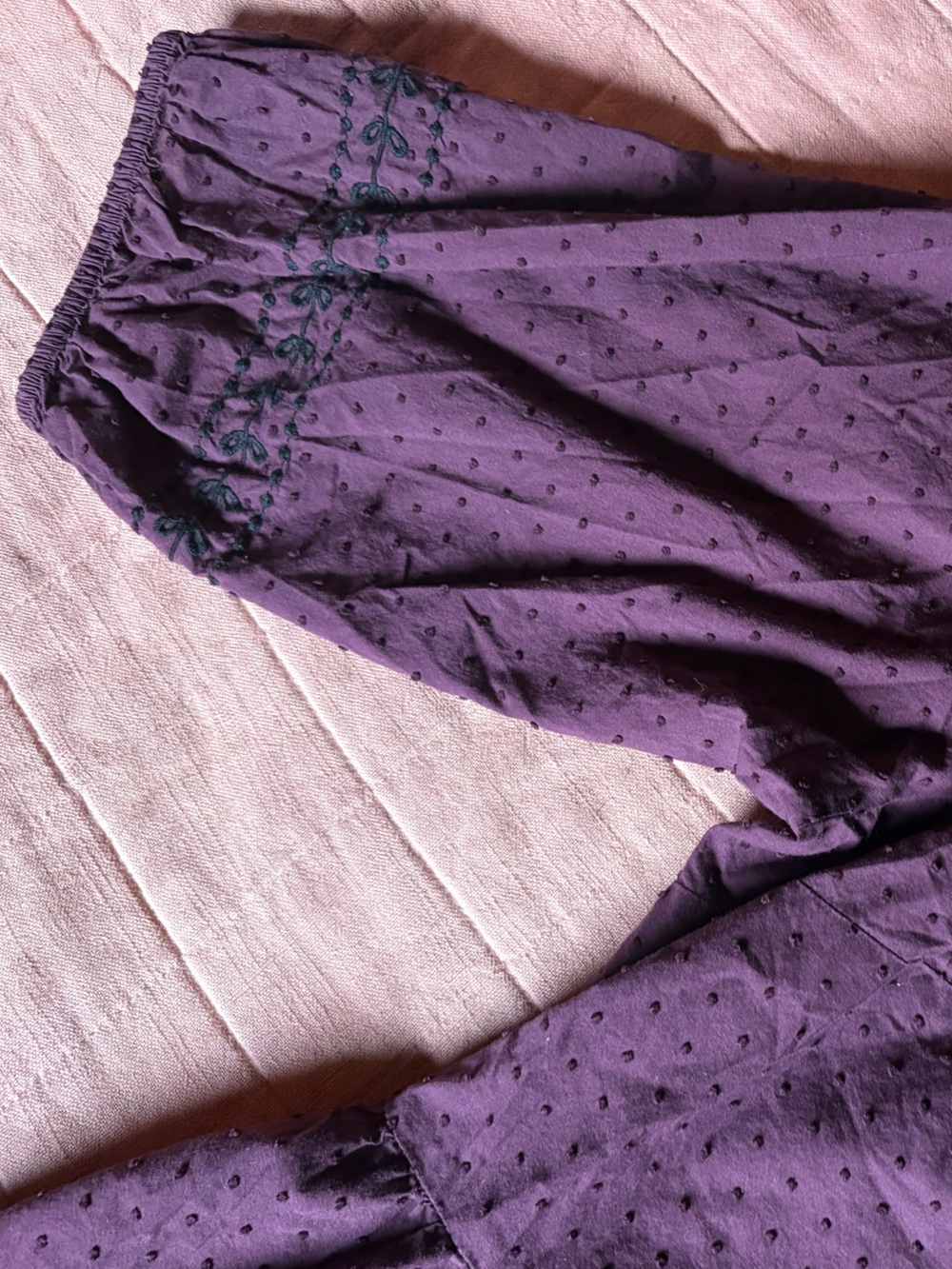 Plus Size Babydoll Tunic Purple Boho Blouse Embroidery Cotton Fall Cottagecore - Picture 4 of 10